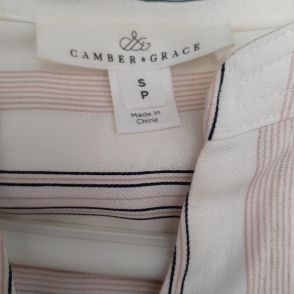 Chemisier / Tunique blanc, rose et noir rayé small Camber et Grace - Picture 10 of 10